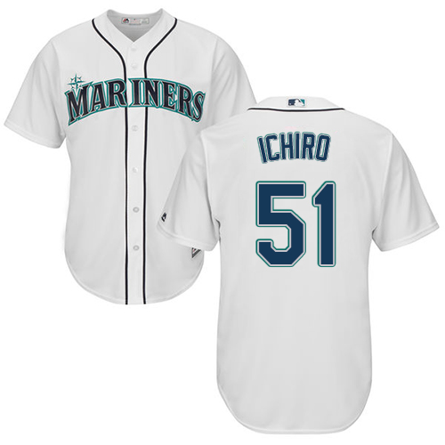Mariners #51 Ichiro Suzuki White Cool Base Stitched Youth MLB Jersey